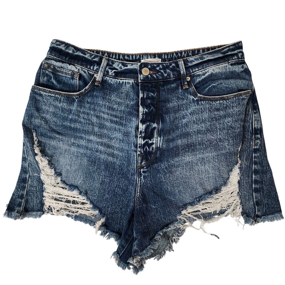 Good American Bombshell Distressed Denim Shorts Size 12/31 Good American Shorts